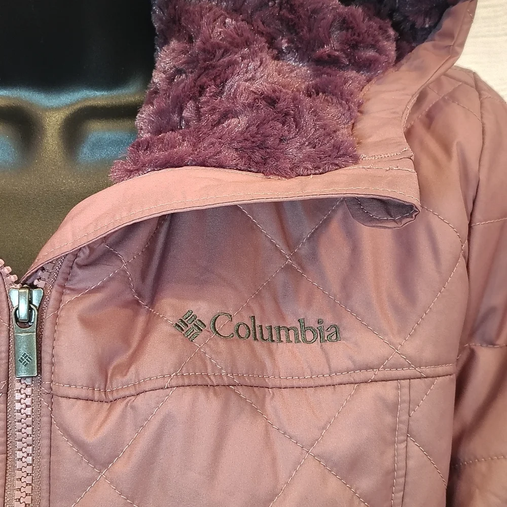 Columbia Women's Small Copper Crest Coat Faux Fur Lined Hooded Jacket Purple - Picture 3 of 9